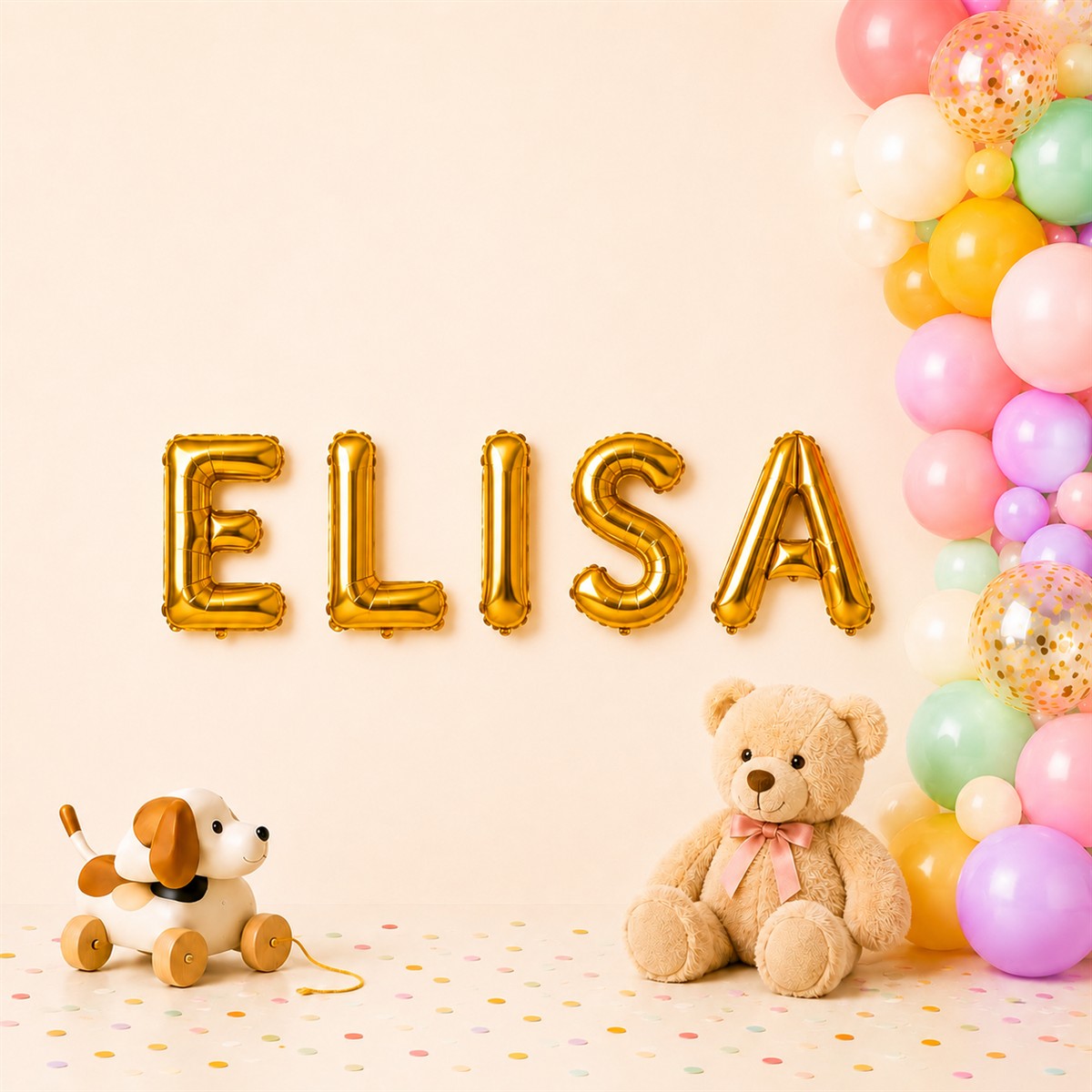 Folienballon Schriftzug weibliche Namen (Elisa) 35cm Höhe