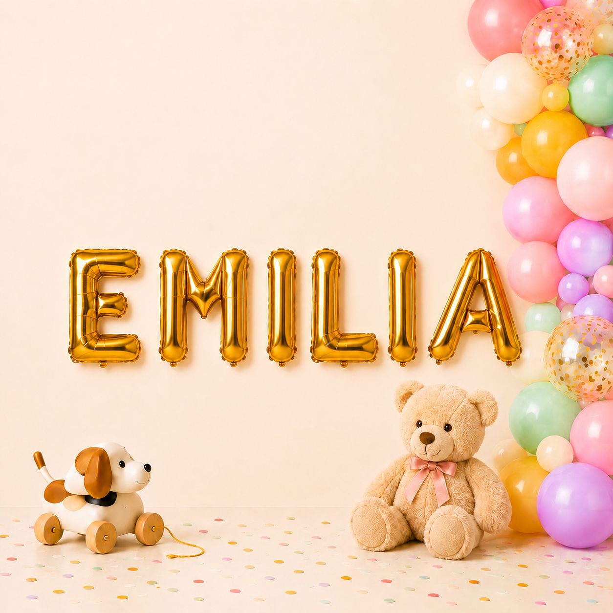 Folienballon Schriftzug weibliche Namen (Emilia) 35cm Höhe
