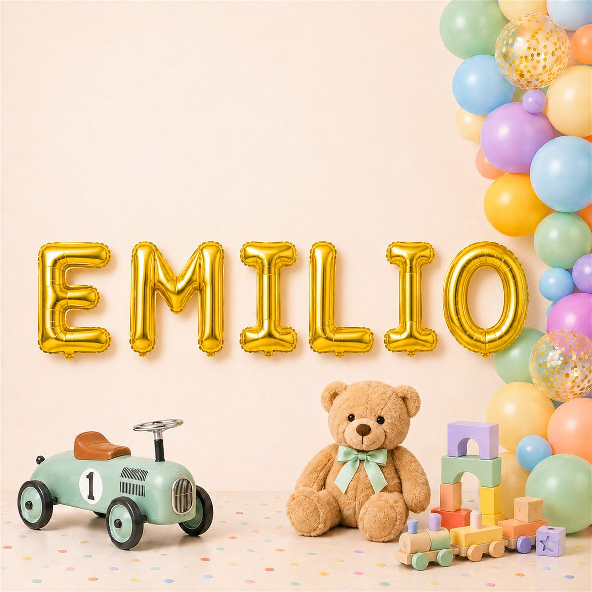 Folienballon Schriftzug männliche Namen (Emilio) 35cm Höhe