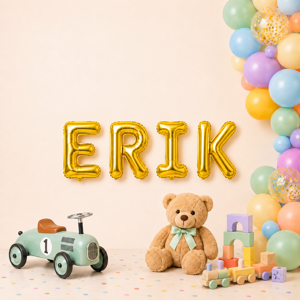 Folienballon Schriftzug männliche Namen (Erik) 35cm Höhe