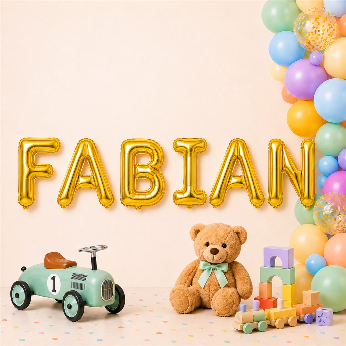 Folienballon Schriftzug männliche Namen (Fabian) 35cm Höhe
