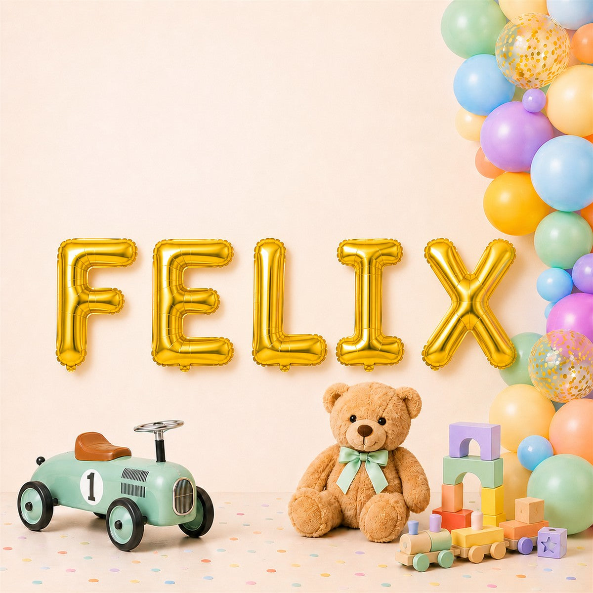 Folienballon Schriftzug männliche Namen (Felix) 35cm Höhe