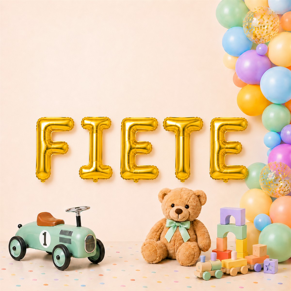Folienballon Schriftzug männliche Namen (Fiete) 35cm Höhe