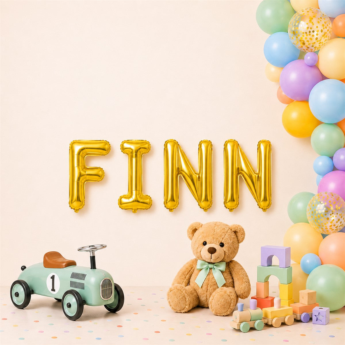 Folienballon Schriftzug männliche Namen (Finn) 35cm Höhe
