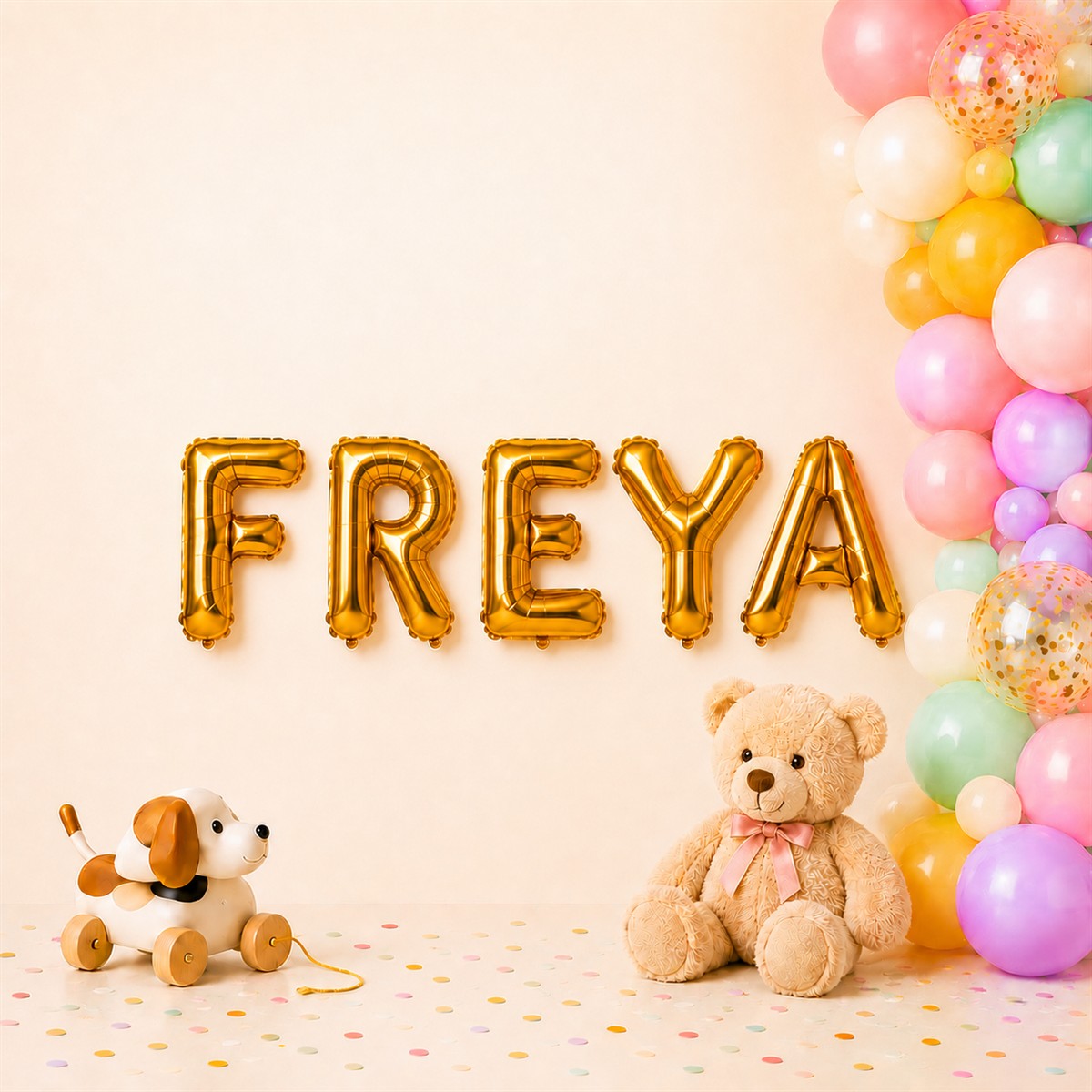 Folienballon Schriftzug weibliche Namen (Freya) 35cm Höhe