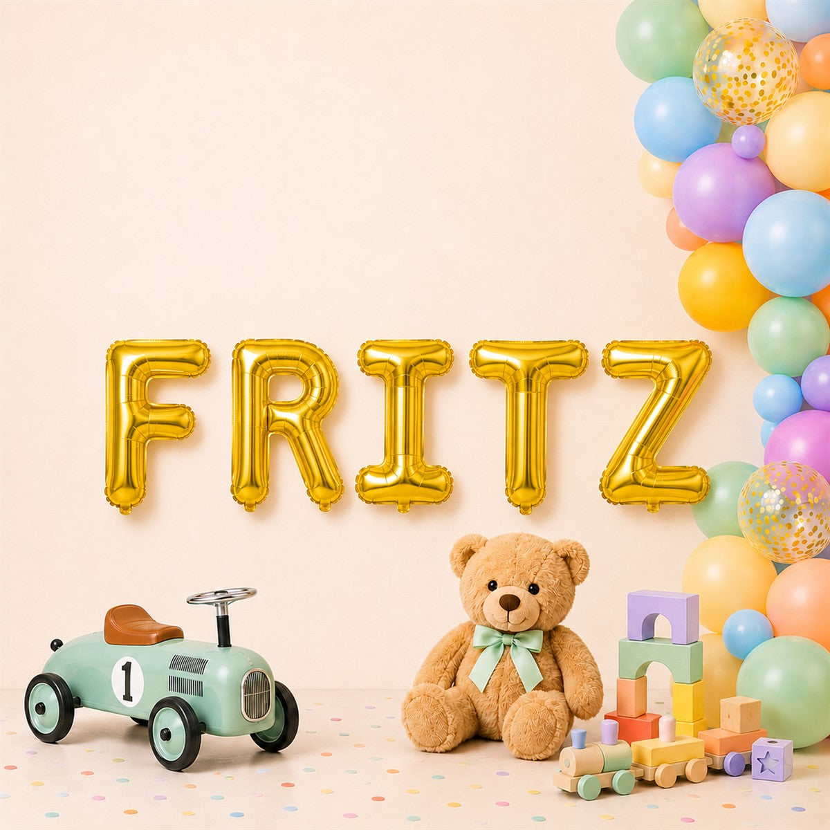 Folienballon Schriftzug männliche Namen (Fritz) 35cm Höhe