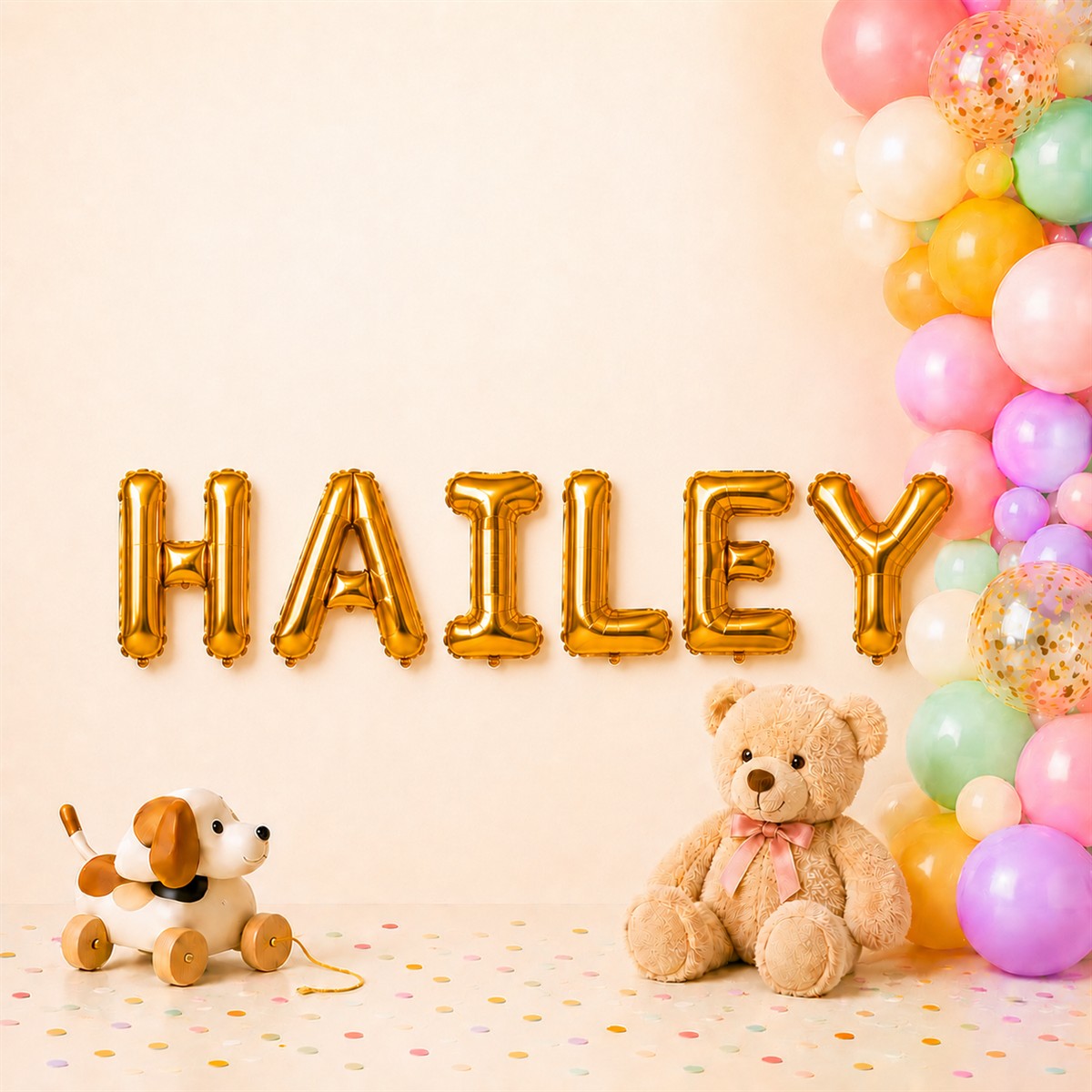 Folienballon Schriftzug weibliche Namen (Hailey) 35cm Höhe