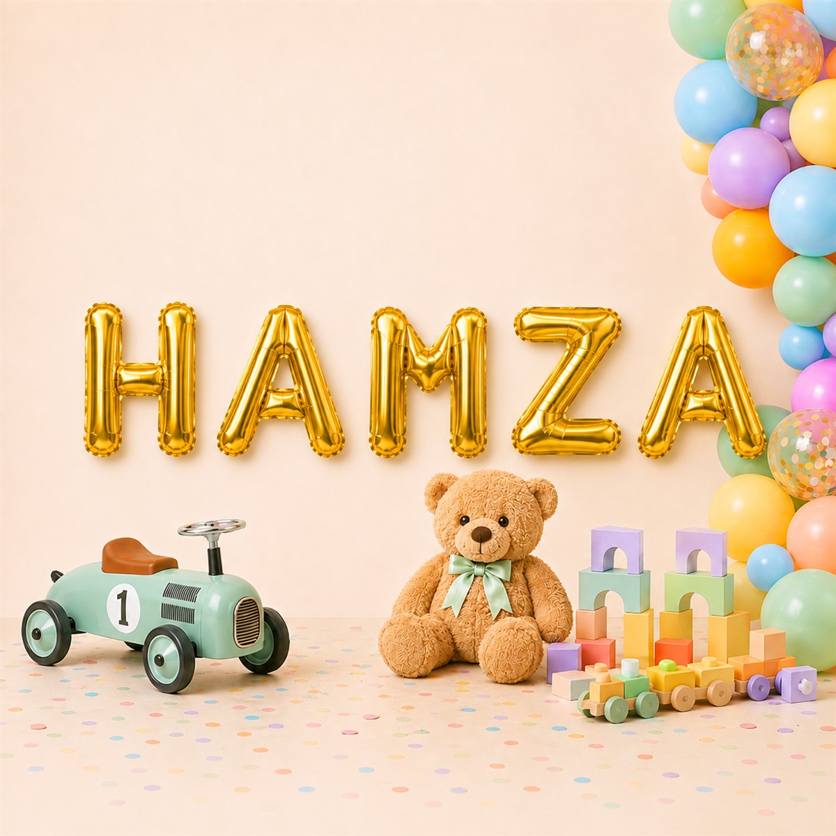 Folienballon Schriftzug männliche Namen (Hamza) 35cm Höhe