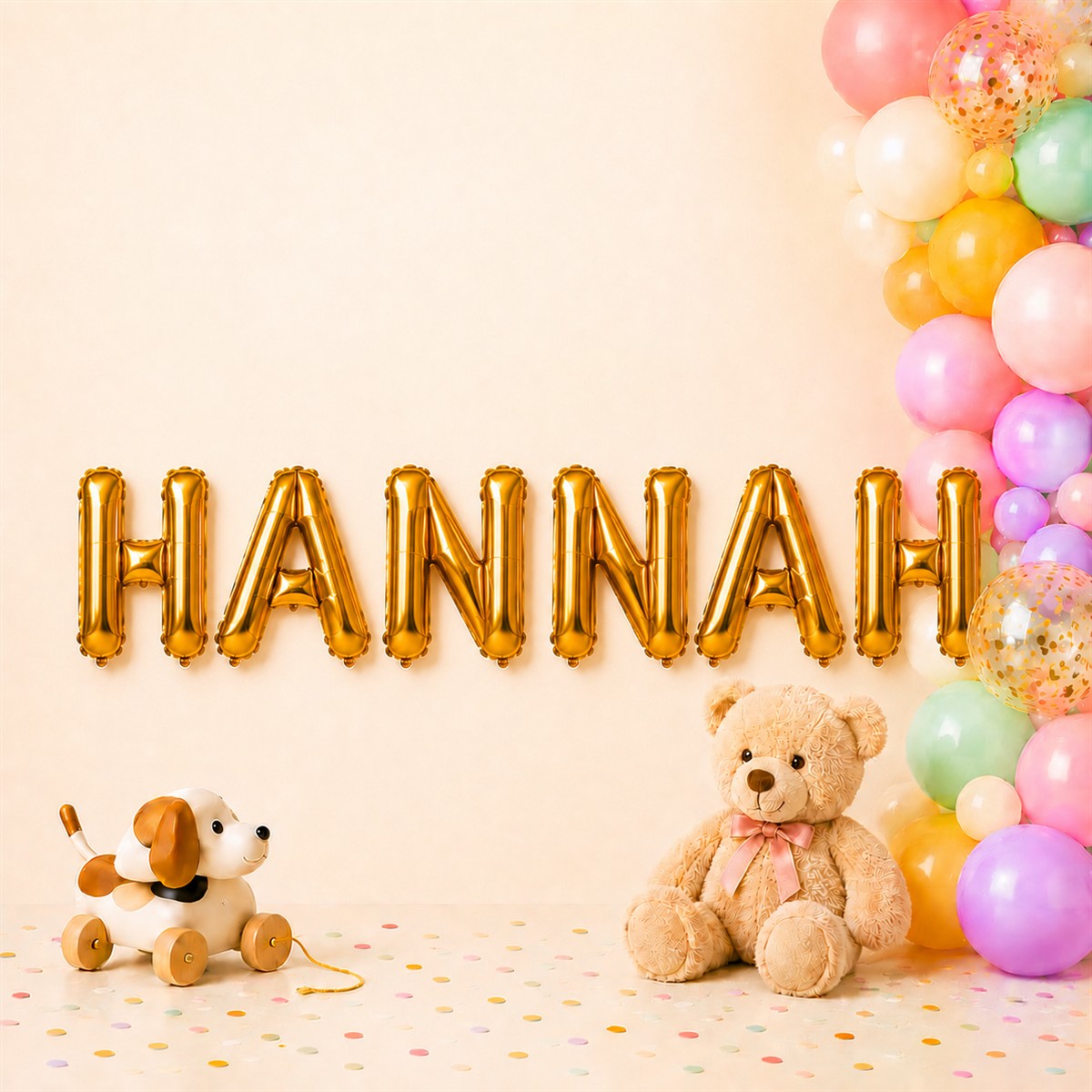 Folienballon Schriftzug weibliche Namen (Hannah) 35cm Höhe