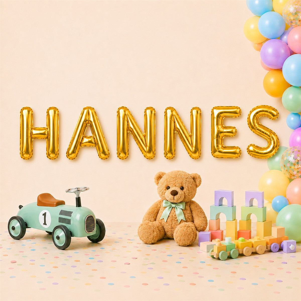 Folienballon Schriftzug männliche Namen (Hannes) 35cm Höhe