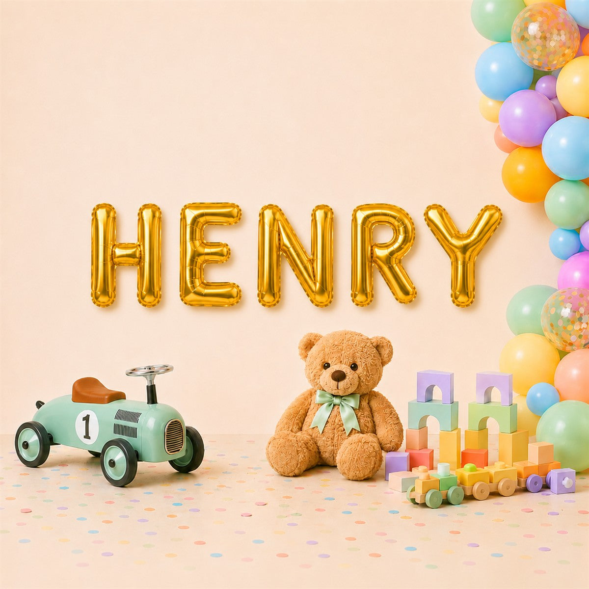 Folienballon Schriftzug männliche Namen (Henry) 35cm Höhe
