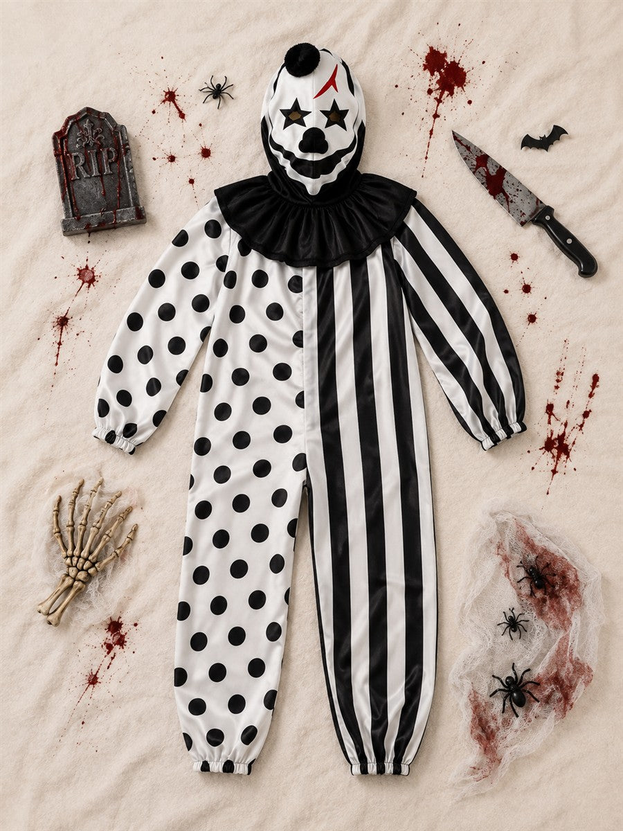 Kostüm Horror Clown schwarz weiß Kinder (5-6)