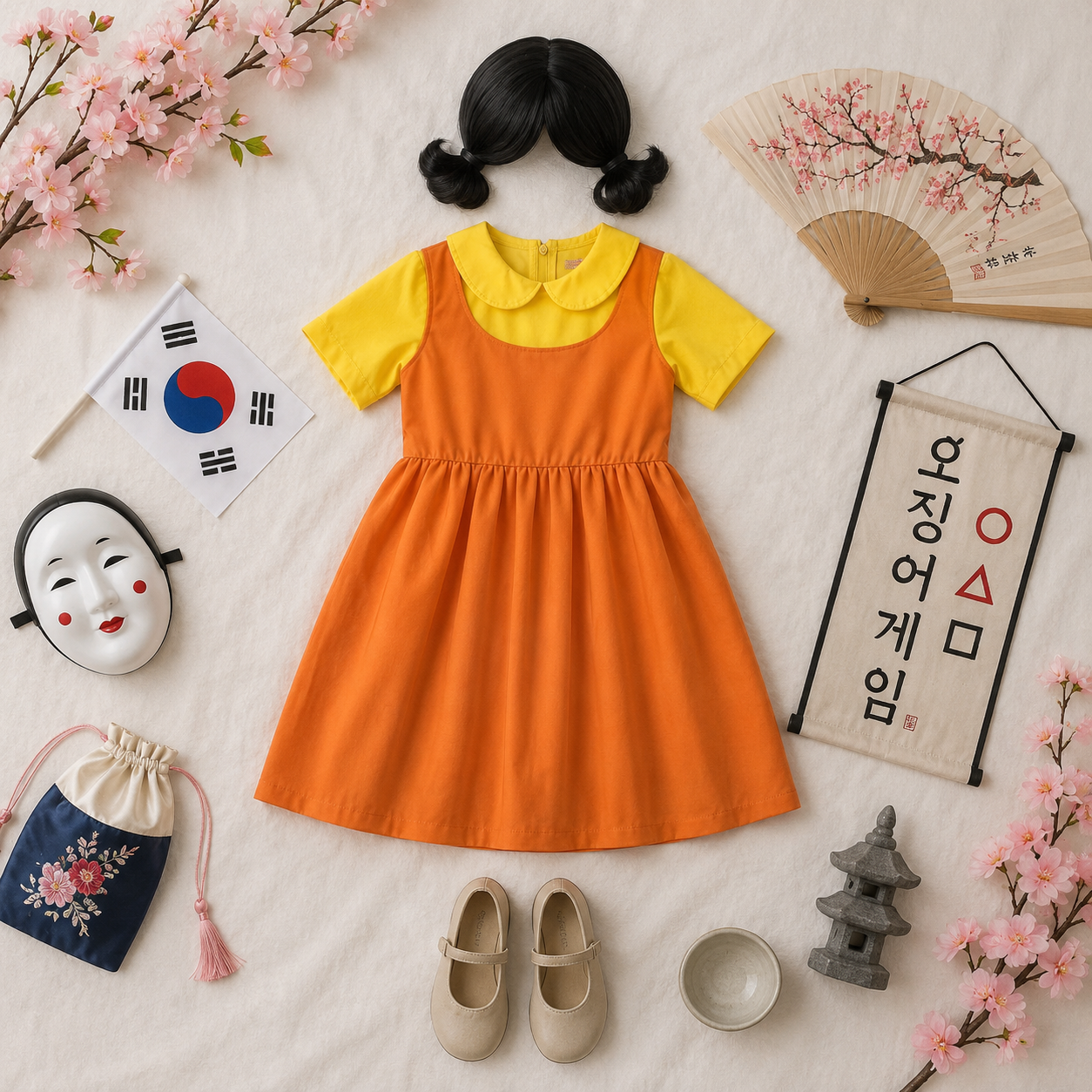 Kostüm Puppe gelb orange (M)