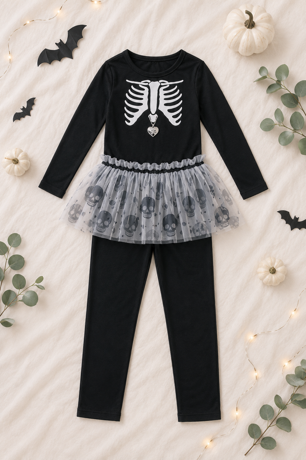 Kostüm Skeleton Jumpsuit & Tutu Mädchen