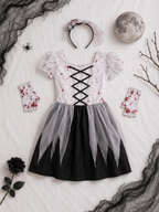 Kostüm blutige Braut Kinder Kleid & Haarreif