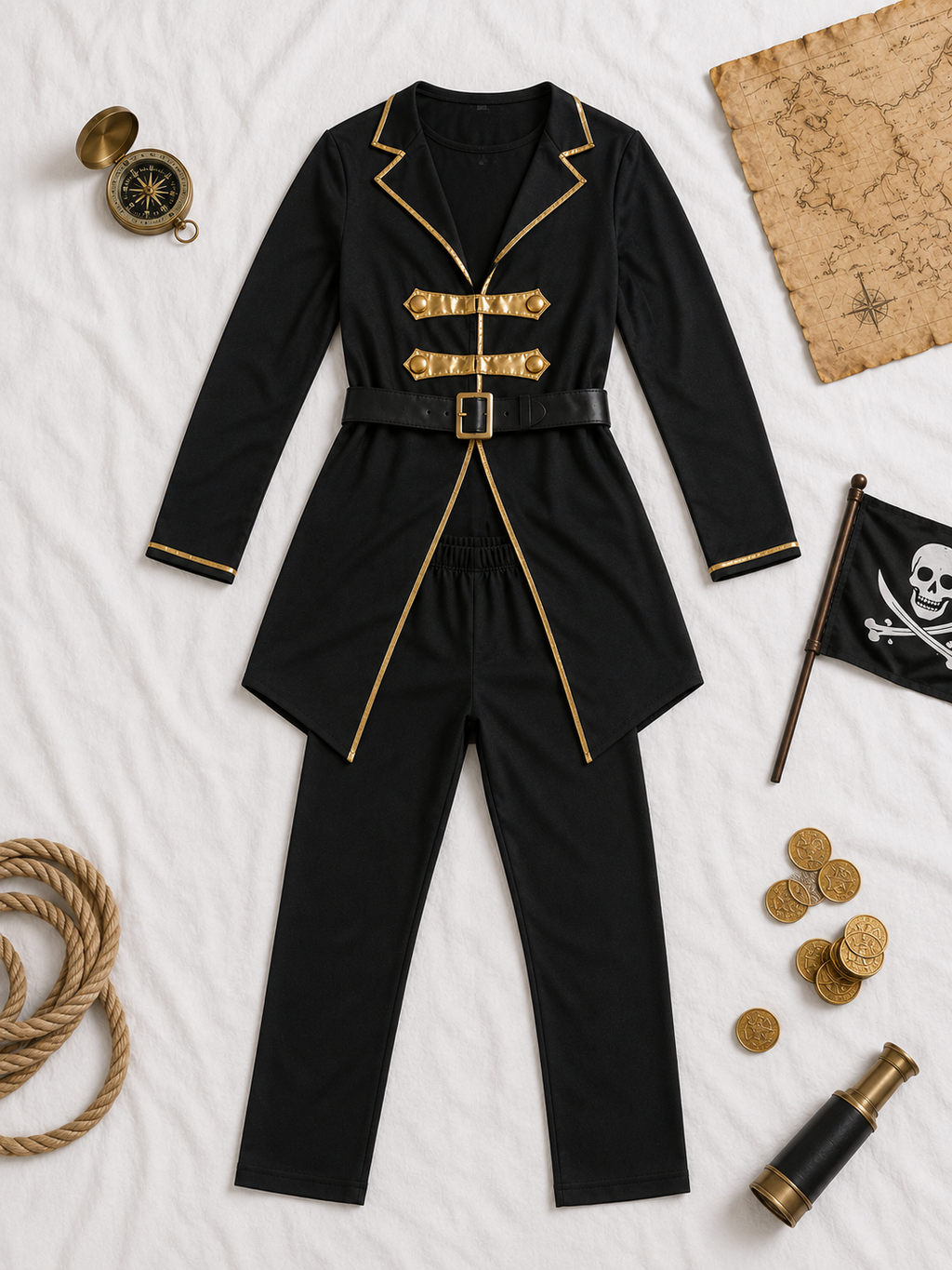 Kostüm Pirat Männer Shirt & Hose schwarz