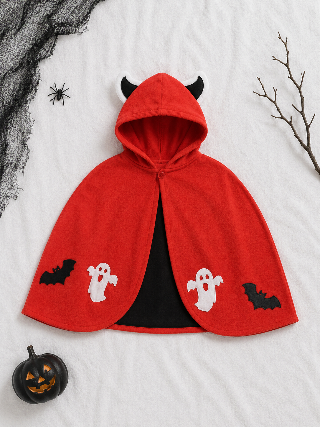 Umhang Teufel mit Kapuze rot Kinder onesize