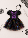 Kostüm Hexe Regenbogen (4-6 Jahre) 110cm Kleid und Haarreif