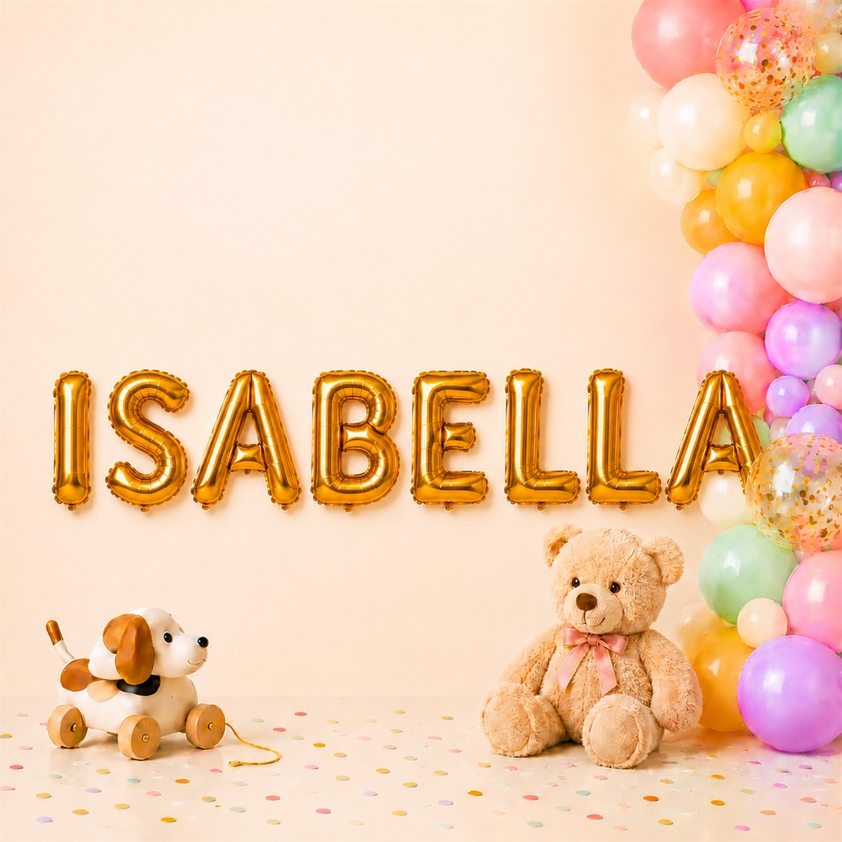 Folienballon Schriftzug weibliche Namen (Isabella) 35cm Höhe