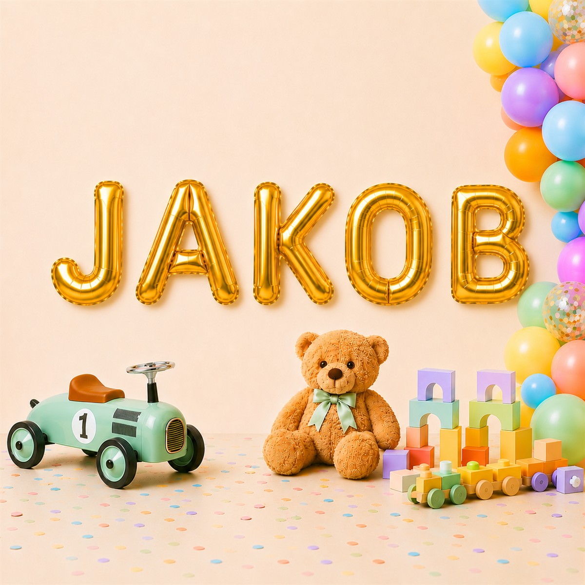 Folienballon Schriftzug männliche Namen (Jakob) 35cm Höhe