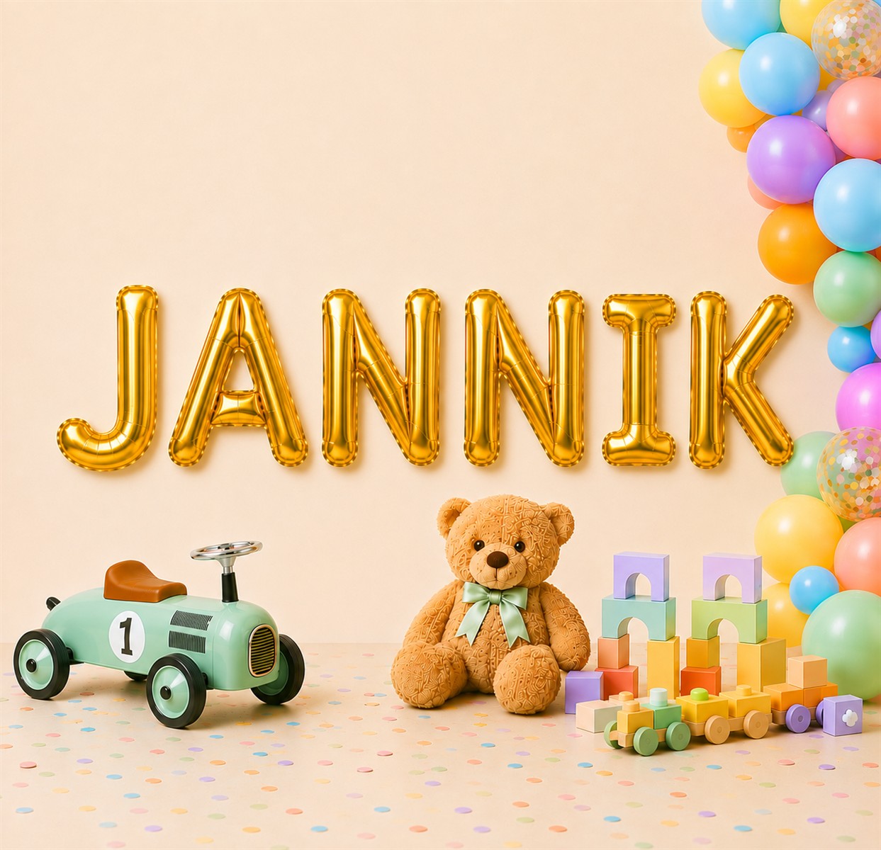 Folienballon Schriftzug männliche Namen (Jannik) 35cm Höhe