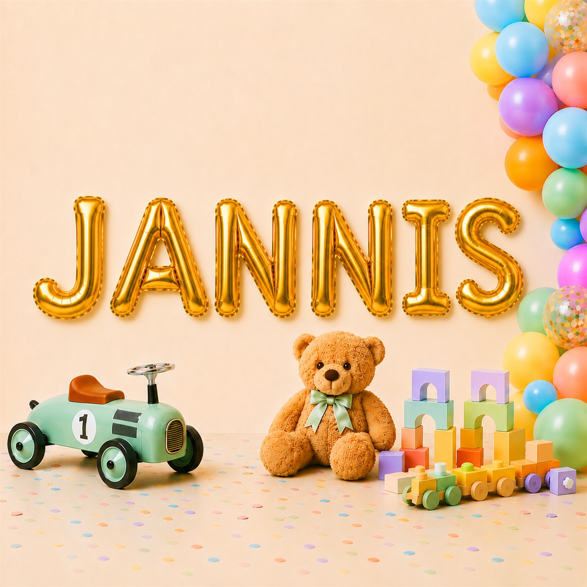 Folienballon Schriftzug männliche Namen (Jannis) 35cm Höhe