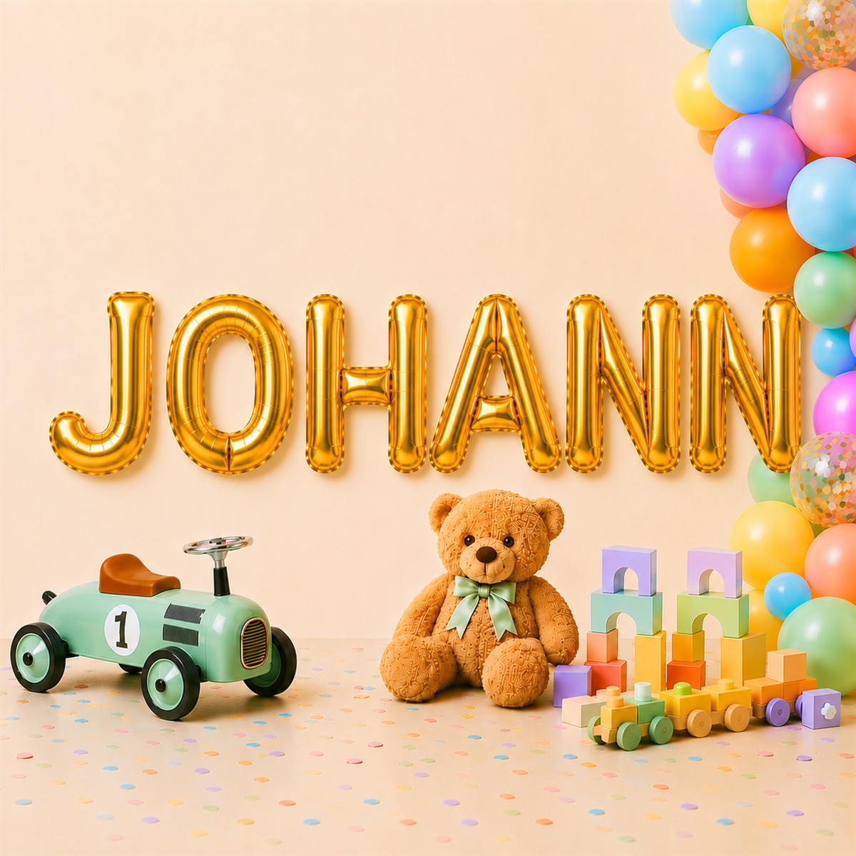 Folienballon Schriftzug männliche Namen (Johann) 35cm Höhe