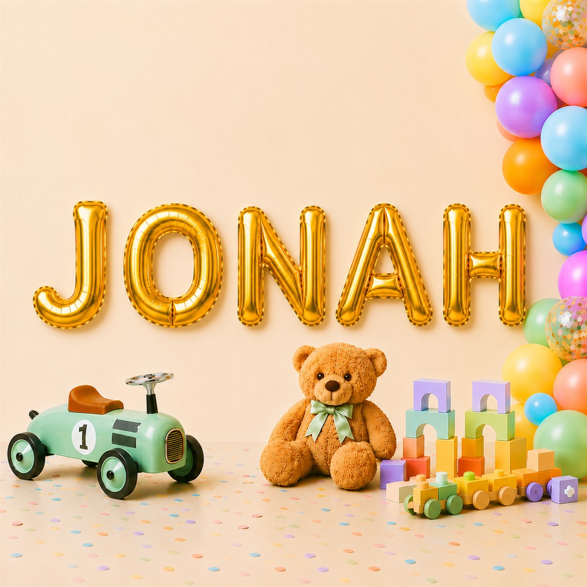 Folienballon Schriftzug männliche Namen (Jonah) 35cm Höhe