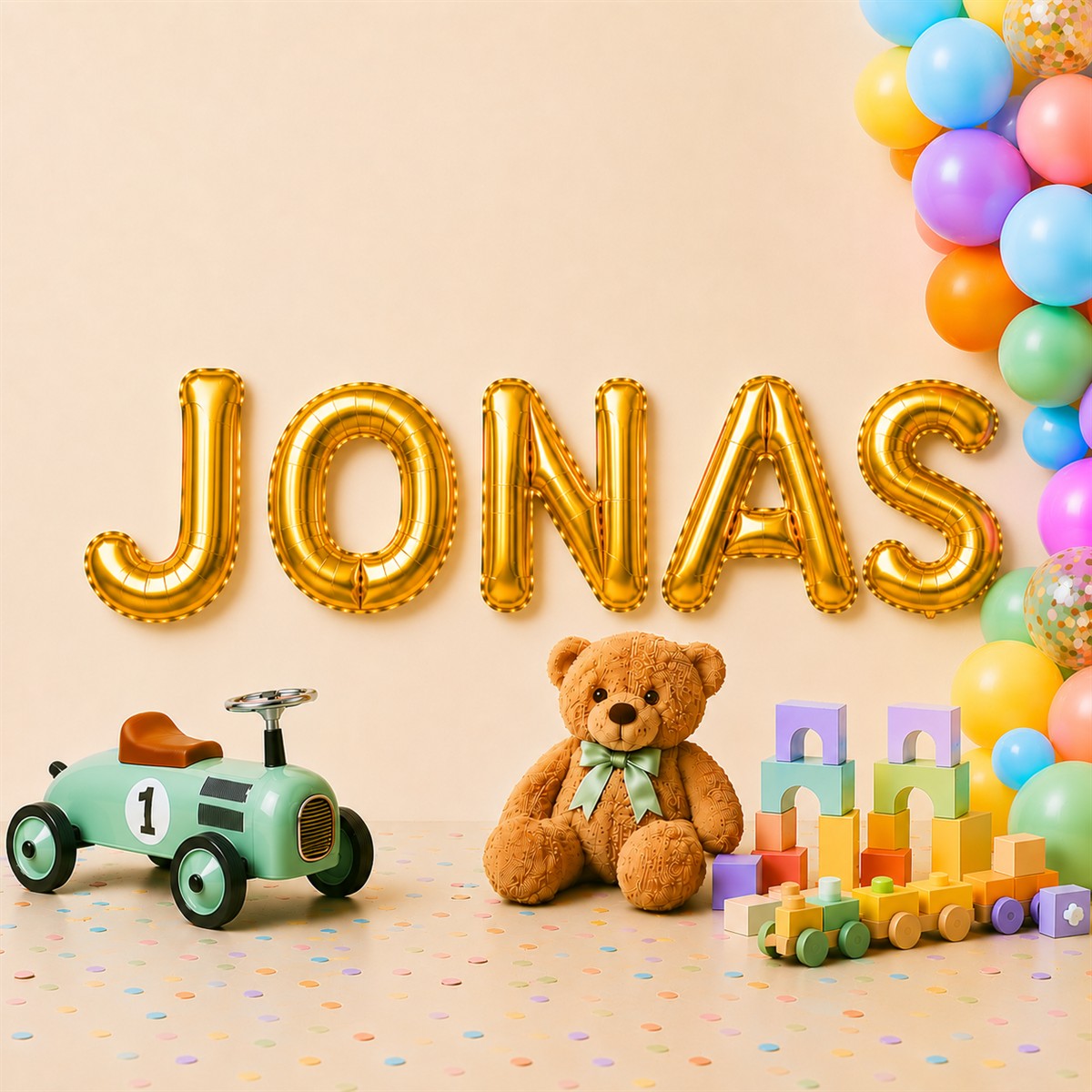 Folienballon Schriftzug männliche Namen (Jonas) 35cm Höhe
