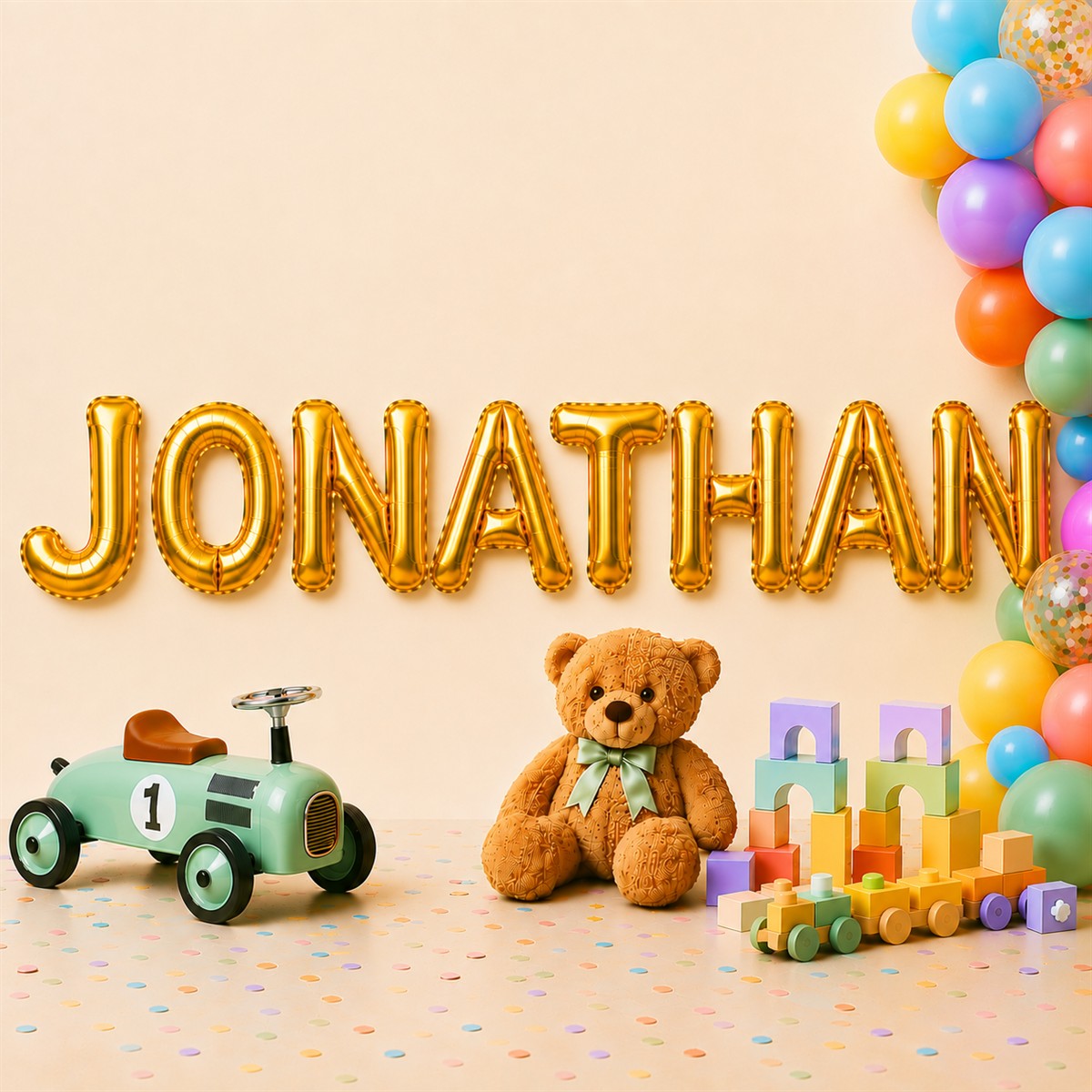 Folienballon Schriftzug männliche Namen (Jonathan) 35cm Höhe