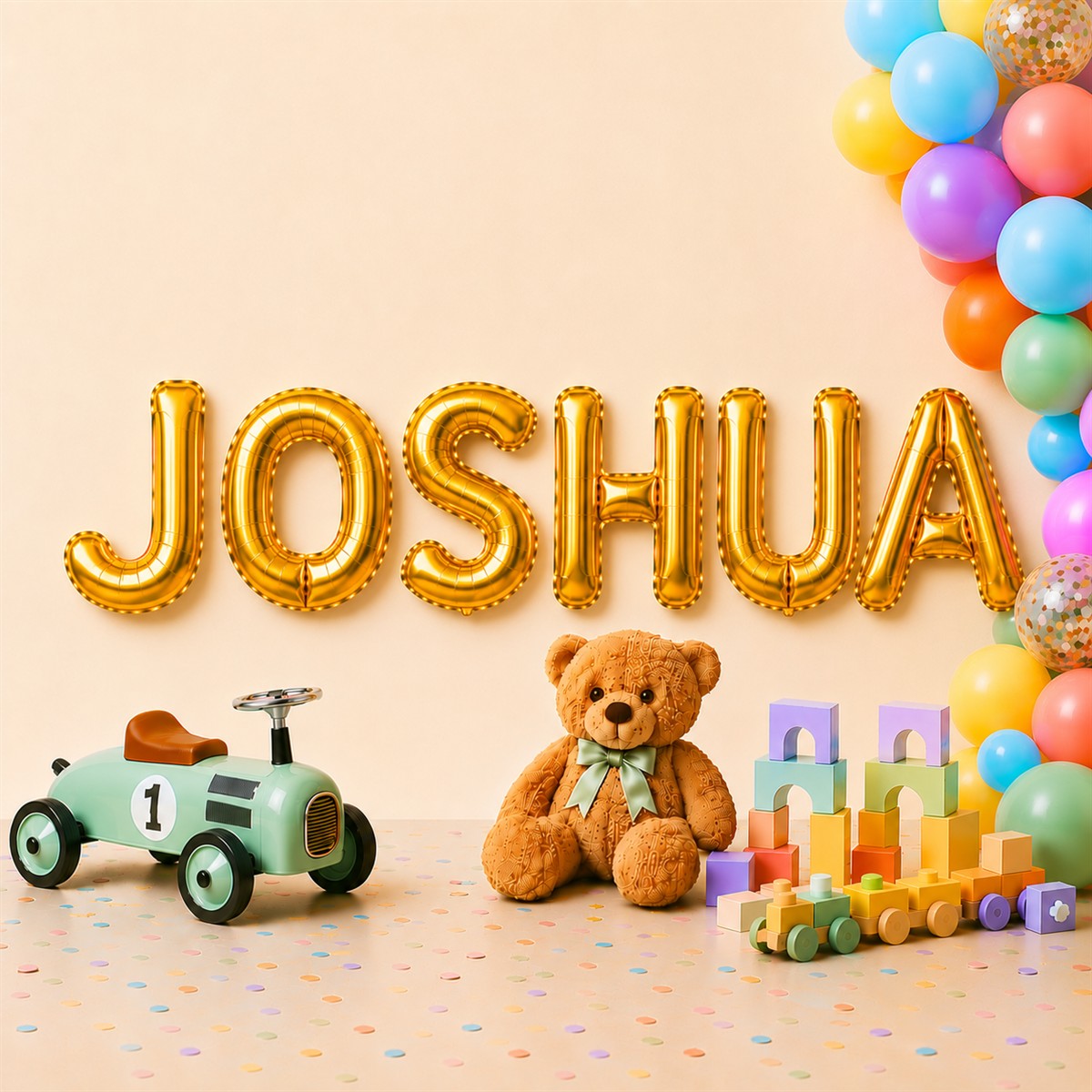Folienballon Schriftzug männliche Namen (Joshua) 35cm Höhe