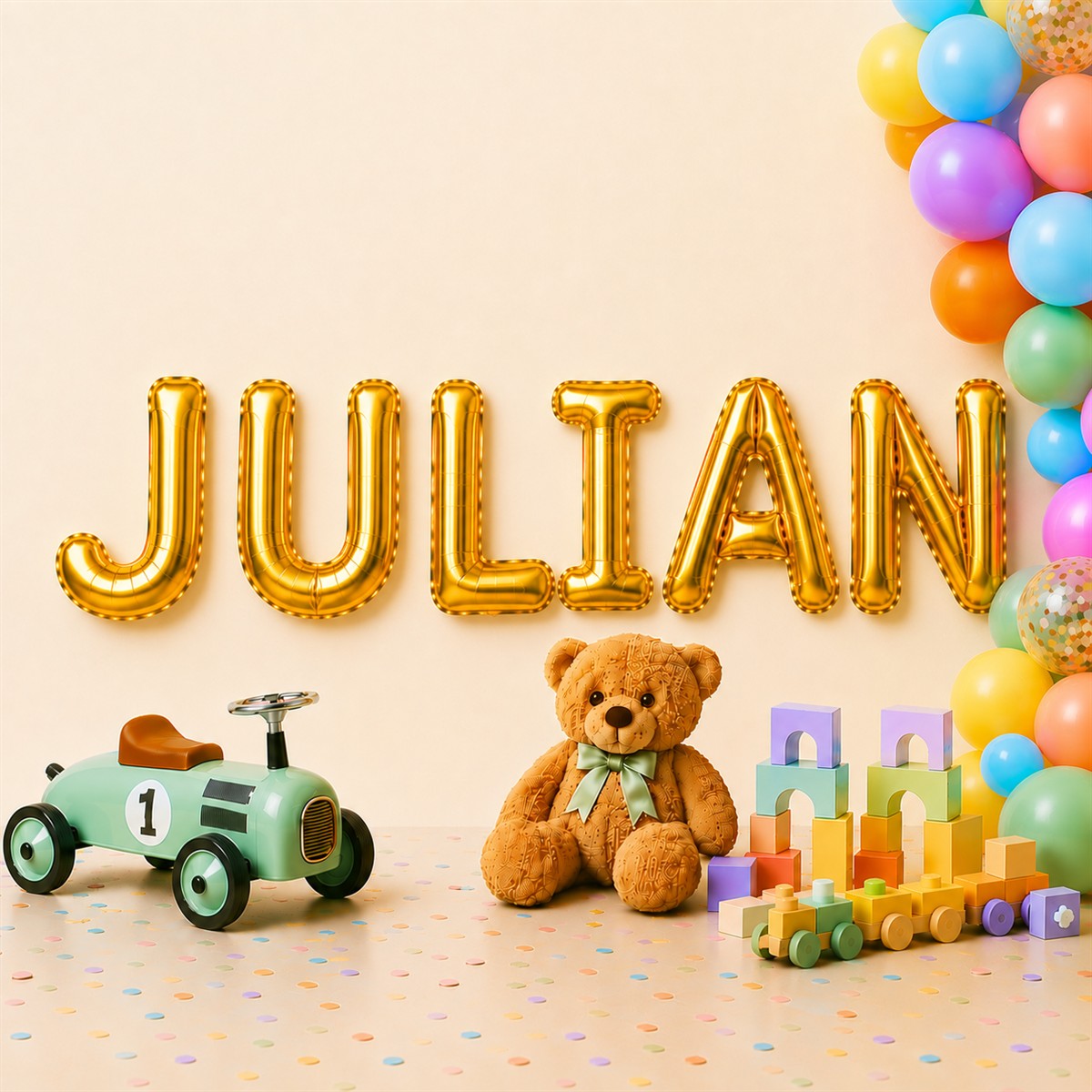 Folienballon Schriftzug männliche Namen (Julian) 35cm Höhe