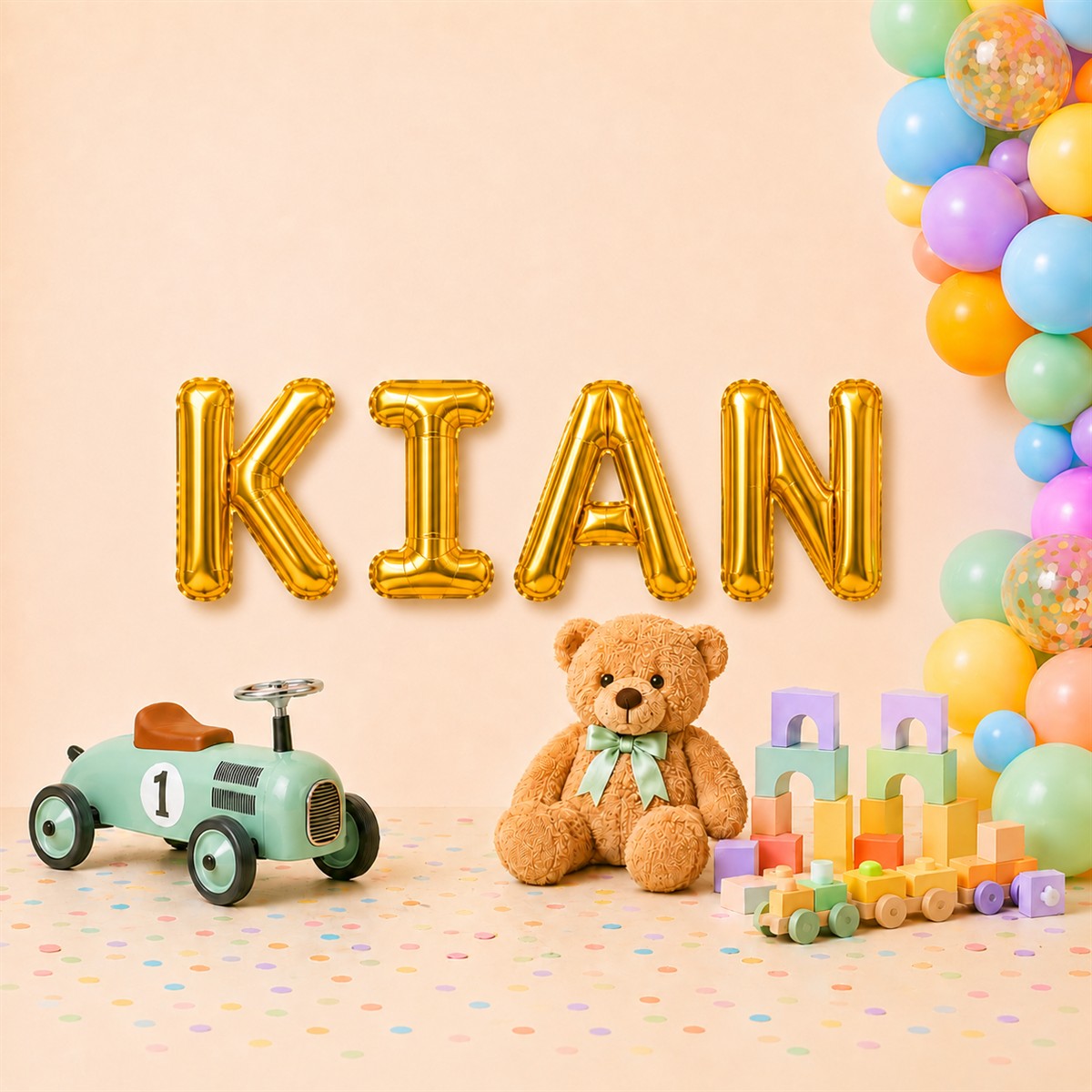 Folienballon Schriftzug männliche Namen (Kian) 35cm Höhe