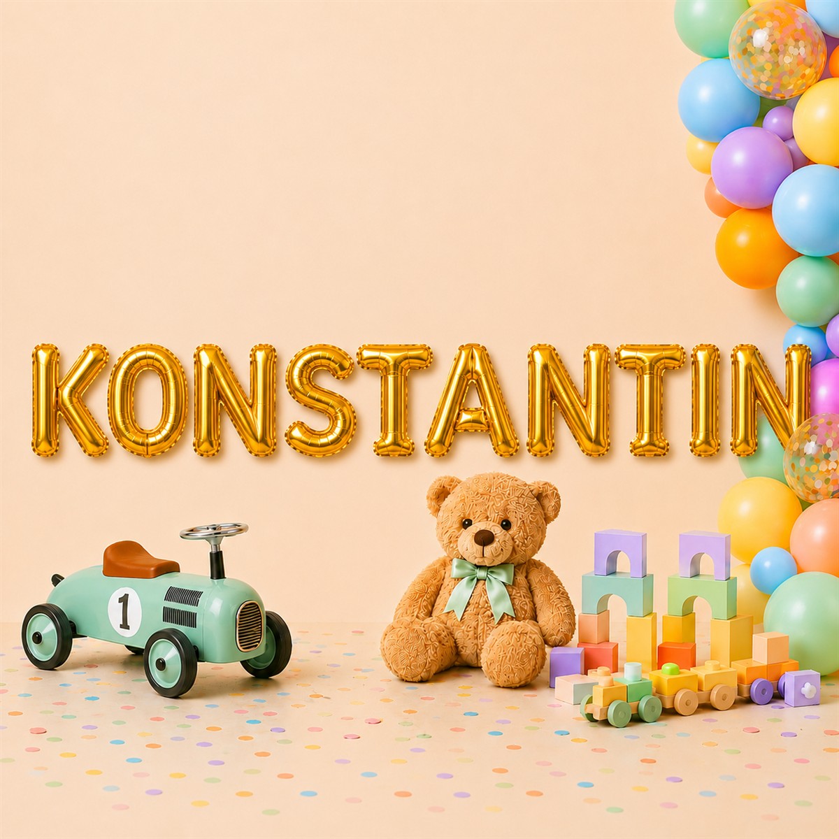 Folienballon Schriftzug männliche Namen (Konstantin) 35cm Höhe