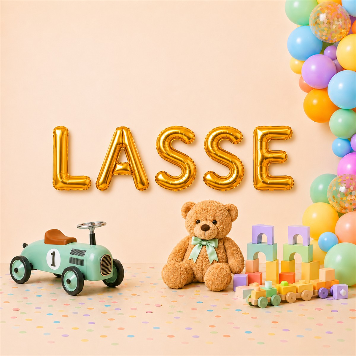 Folienballon Schriftzug männliche Namen (Lasse) 35cm Höhe