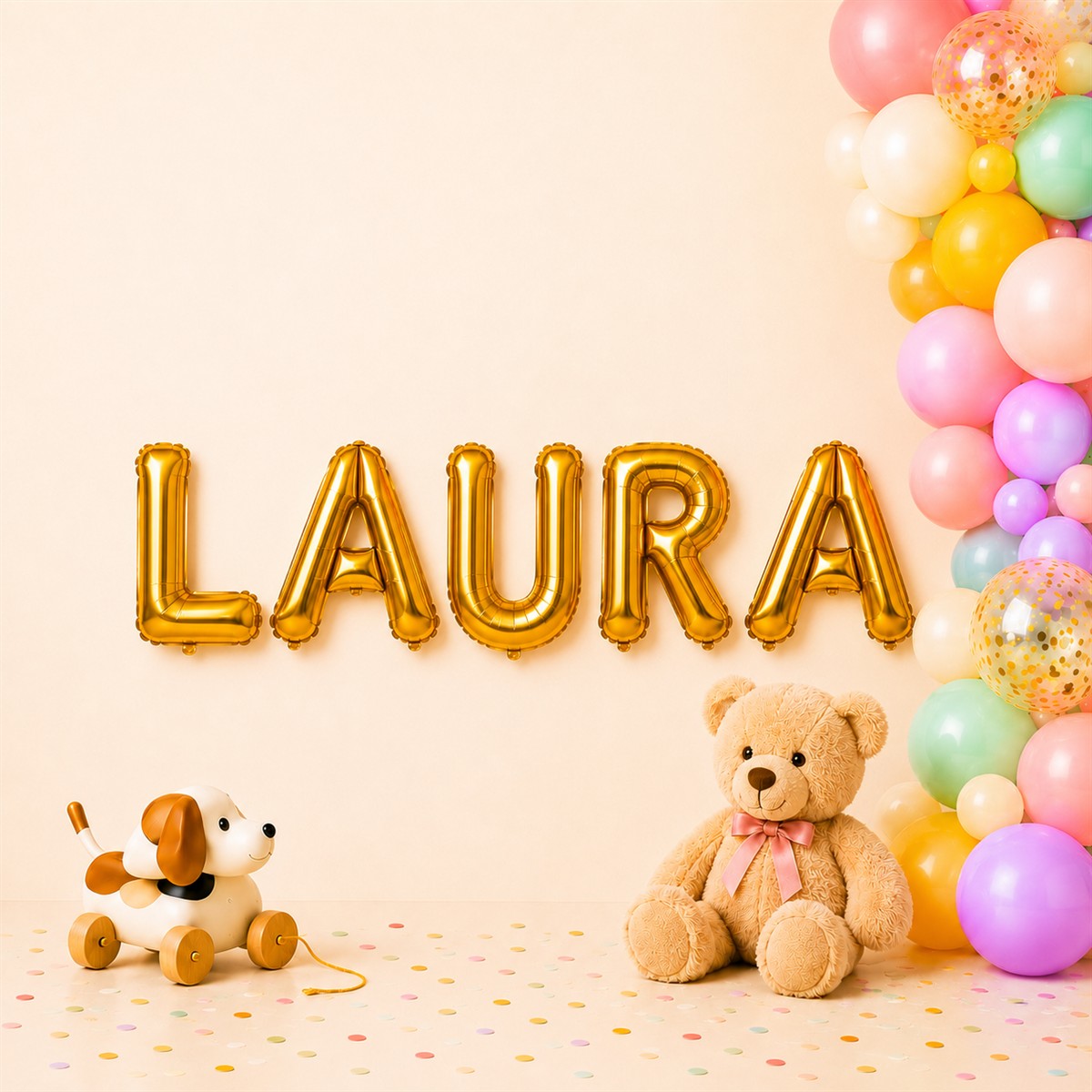 Folienballon Schriftzug weibliche Namen (Laura) 35cm Höhe