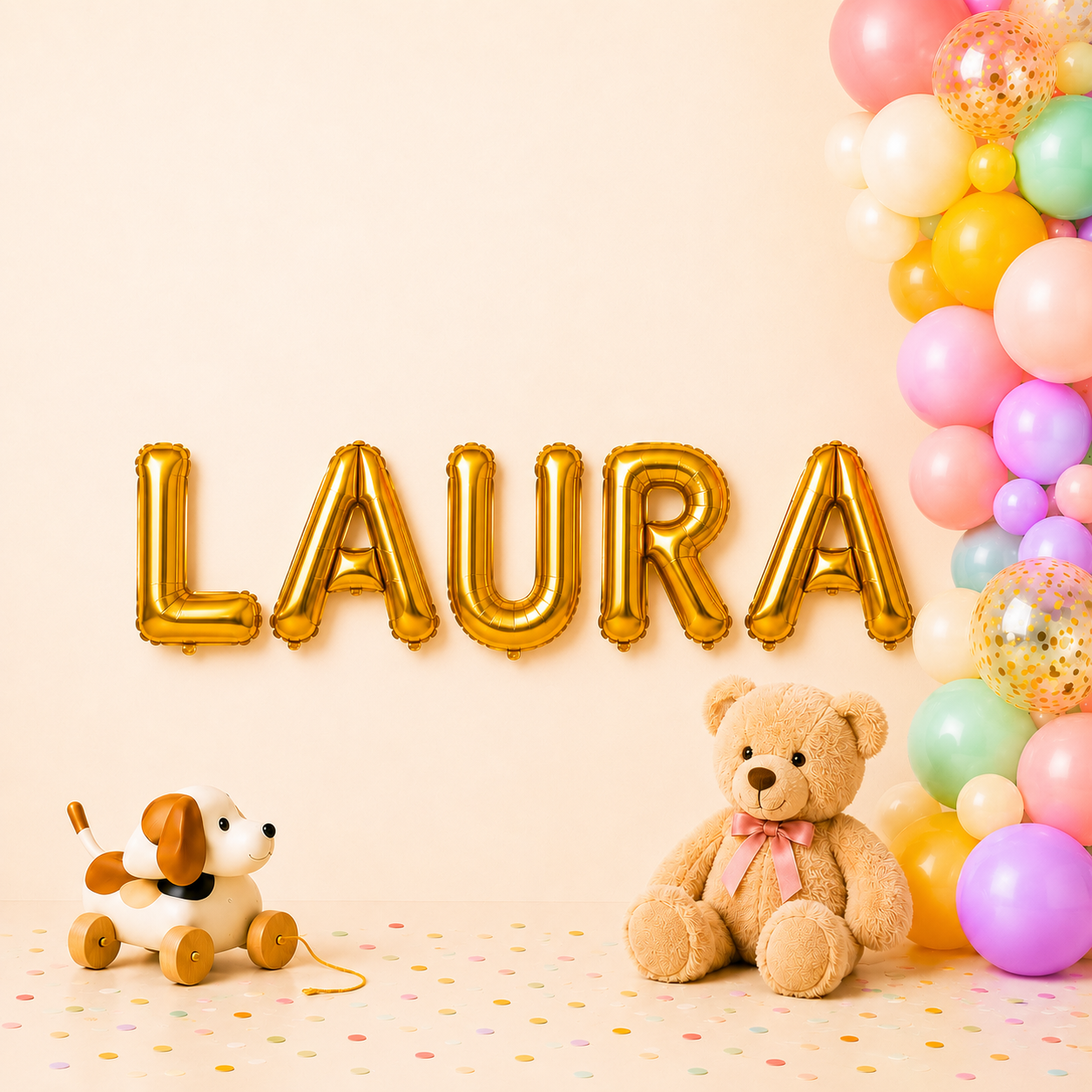 Folienballon Schriftzug weibliche Namen (Laura) 35cm Höhe