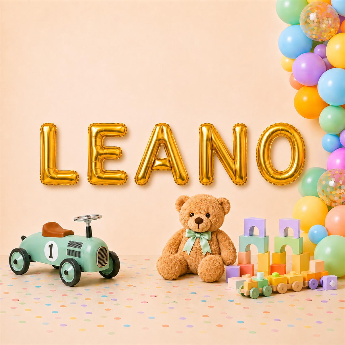 Folienballon Schriftzug männliche Namen (Leano) 35cm Höhe