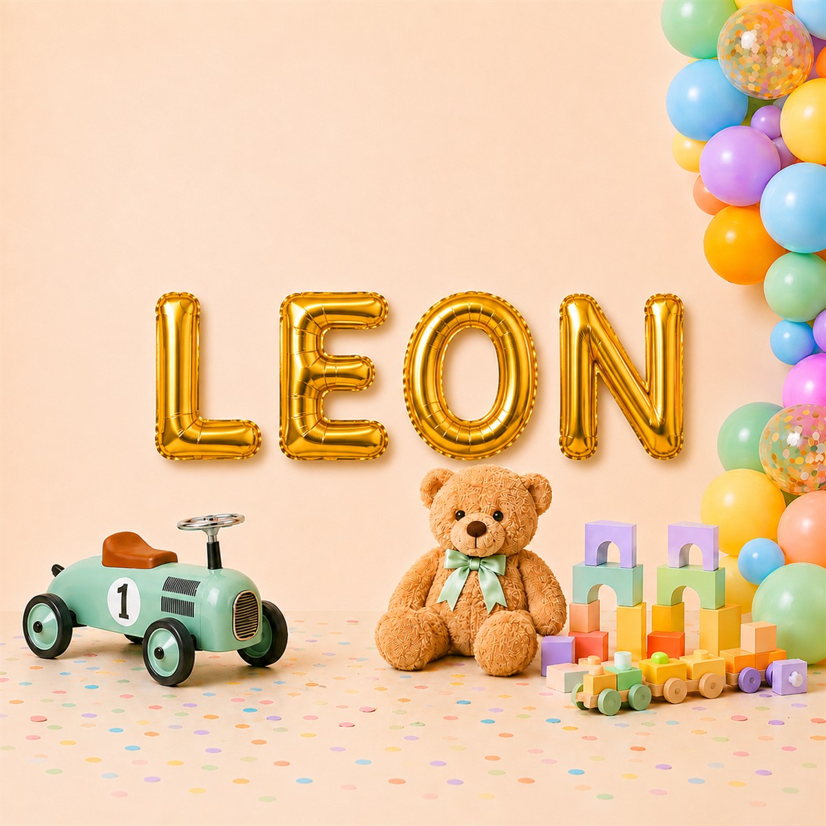 Folienballon Schriftzug männliche Namen (Leon) 35cm Höhe