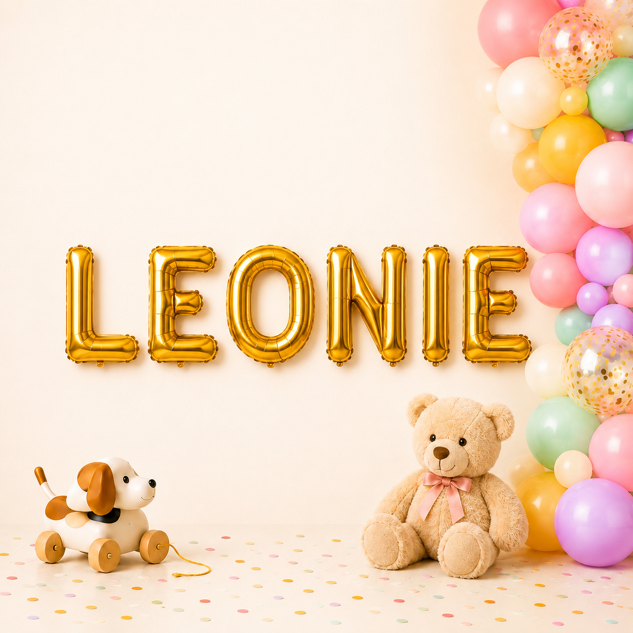 Folienballon Schriftzug weibliche Namen (Leonie) 35cm Höhe