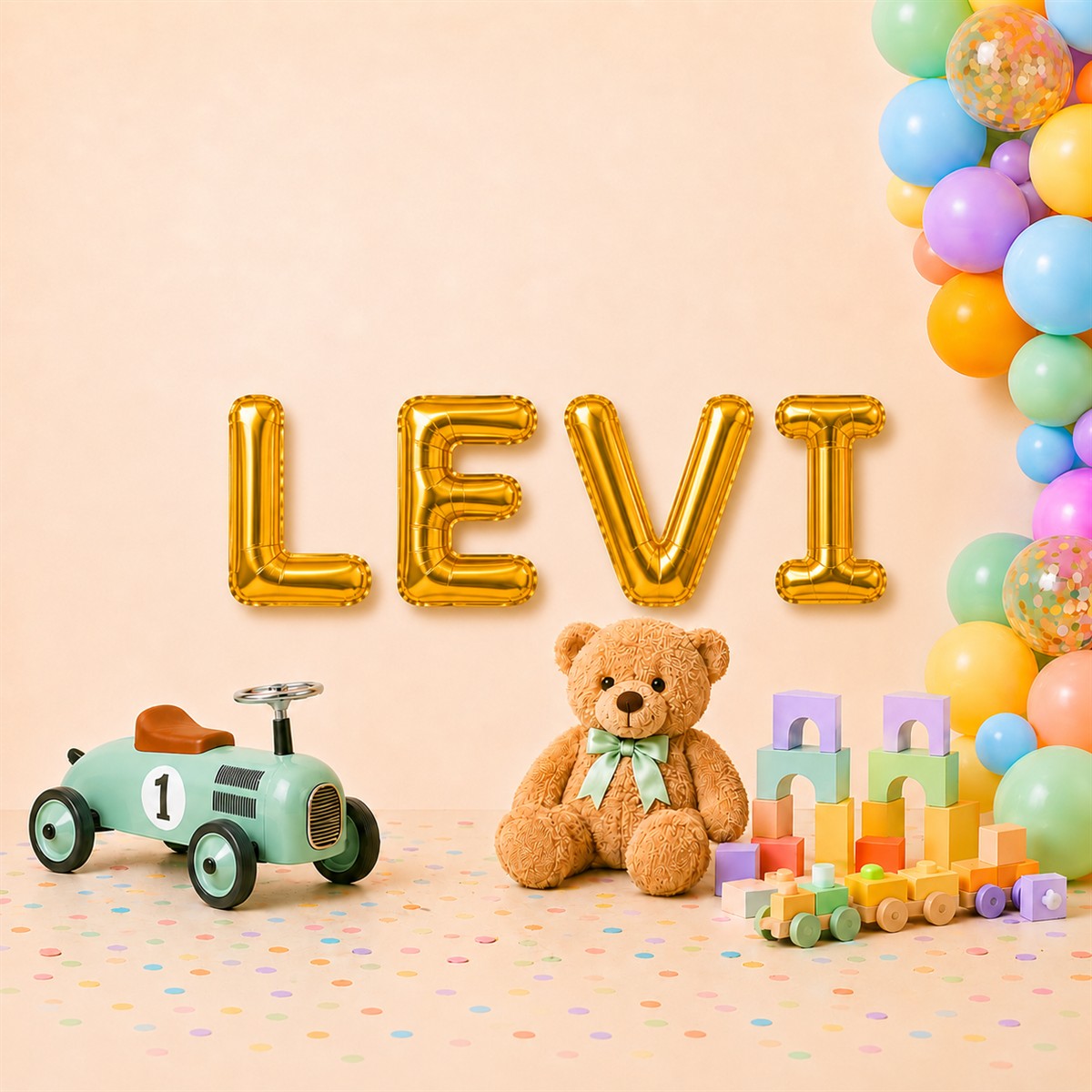 Folienballon Schriftzug männliche Namen (Levi) 35cm Höhe
