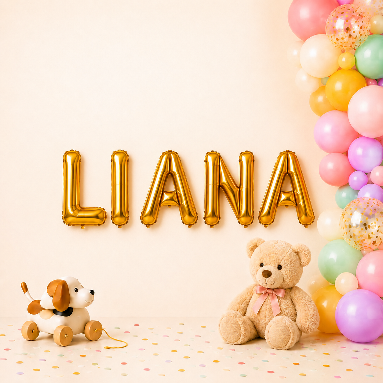 Folienballon Schriftzug weibliche Namen (Liana) 35cm Höhe