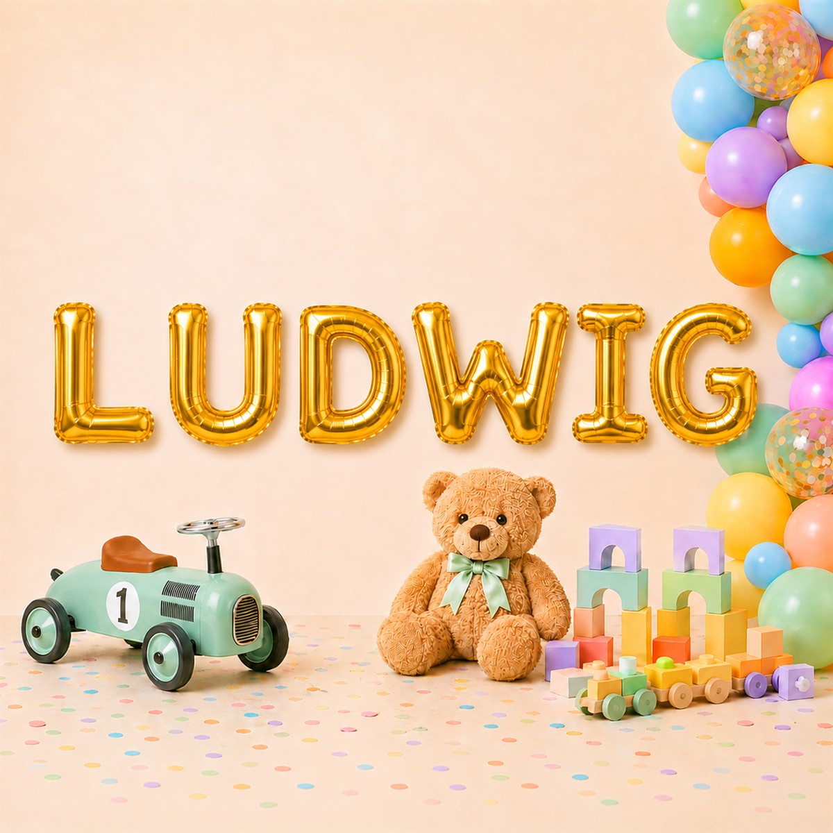 Folienballon Schriftzug männliche Namen (Ludwig) 35cm Höhe