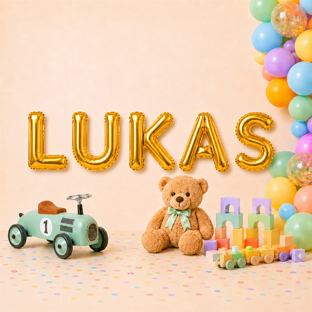 Folienballon Schriftzug männliche Namen (Lukas) 35cm Höhe