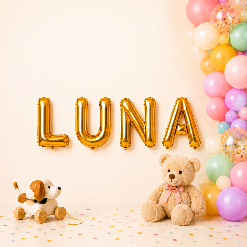 Folienballon Schriftzug weibliche Namen (Luna) 35cm Höhe