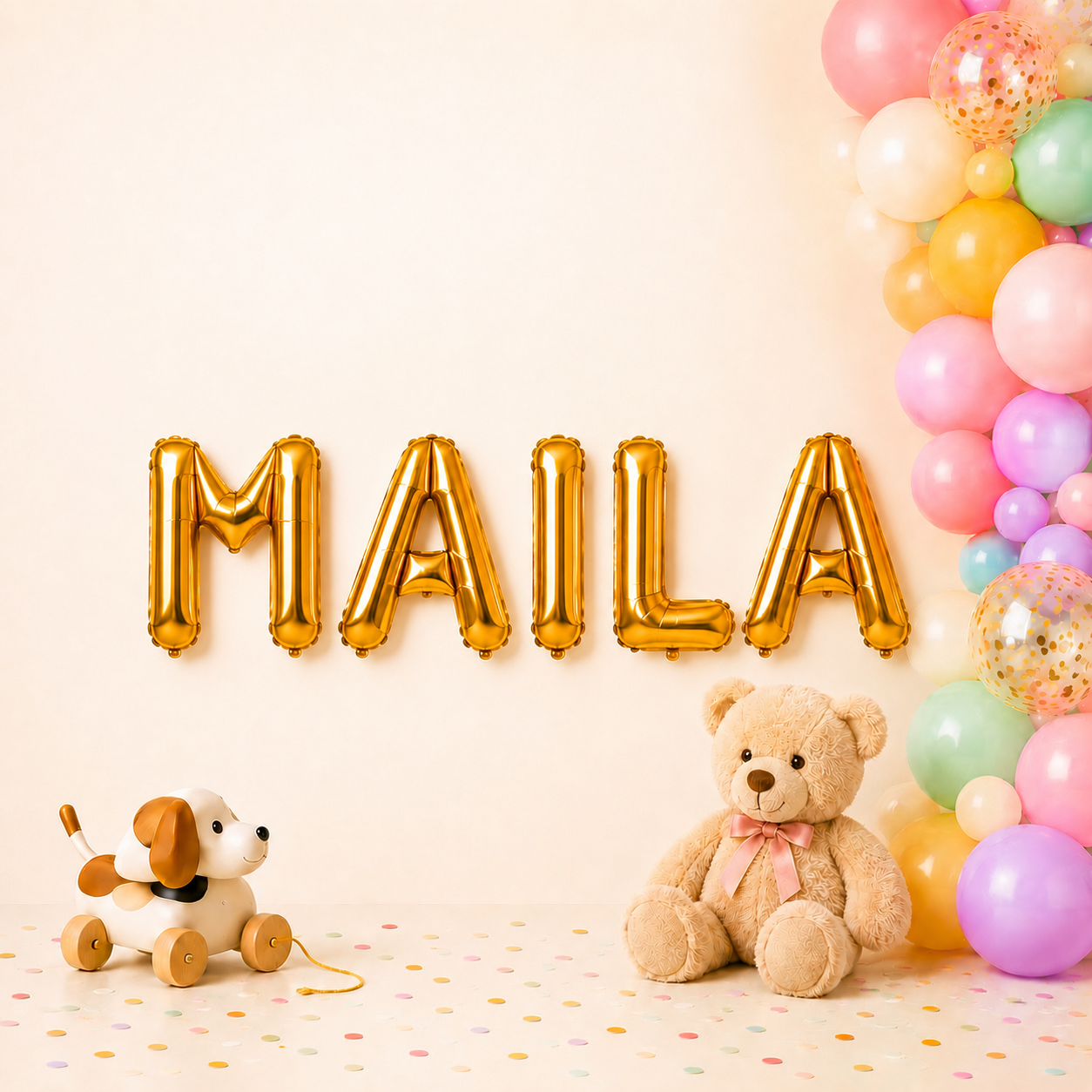 Folienballon Schriftzug weibliche Namen (Maila) 35cm Höhe
