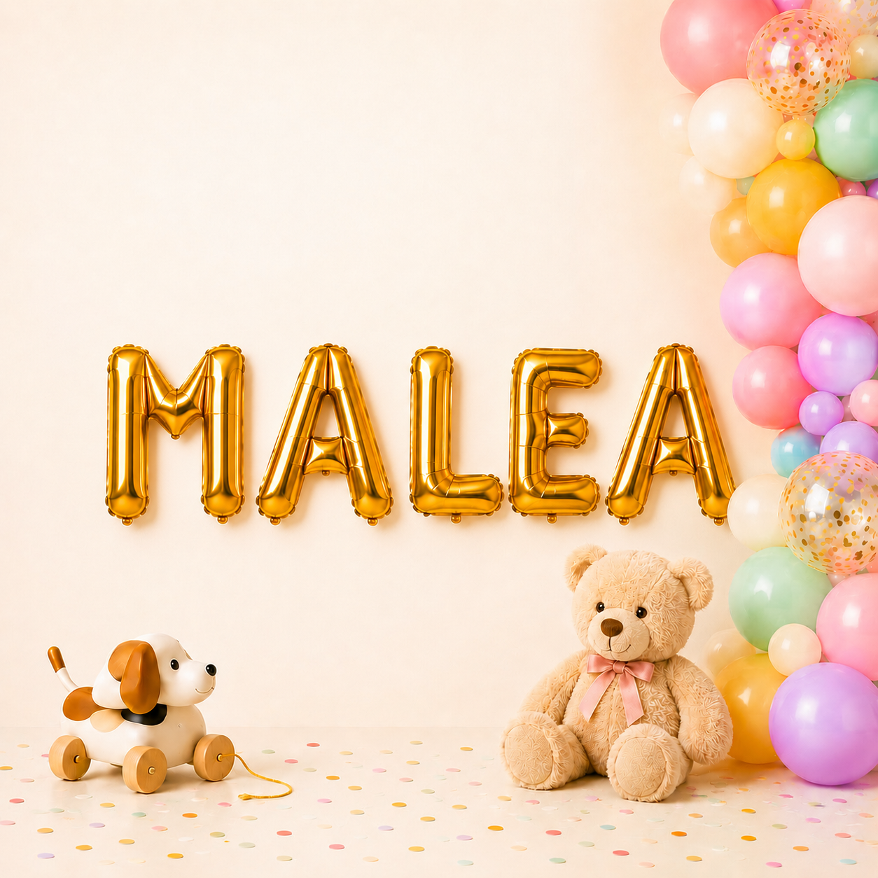 Folienballon Schriftzug weibliche Namen (Malea) 35cm Höhe