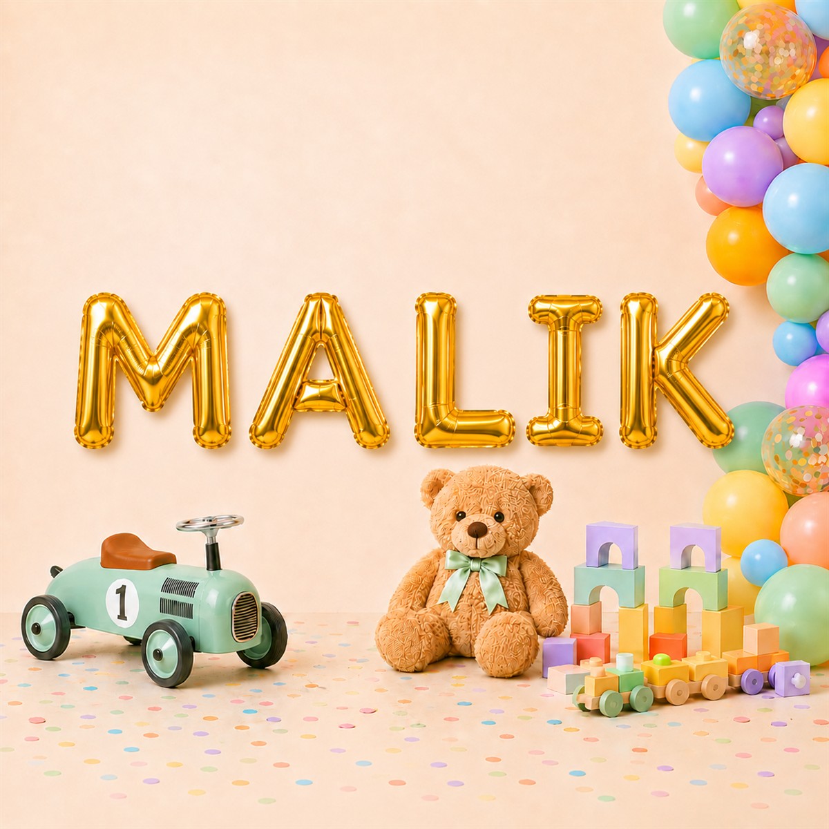 Folienballon Schriftzug männliche Namen (Malik) 35cm Höhe