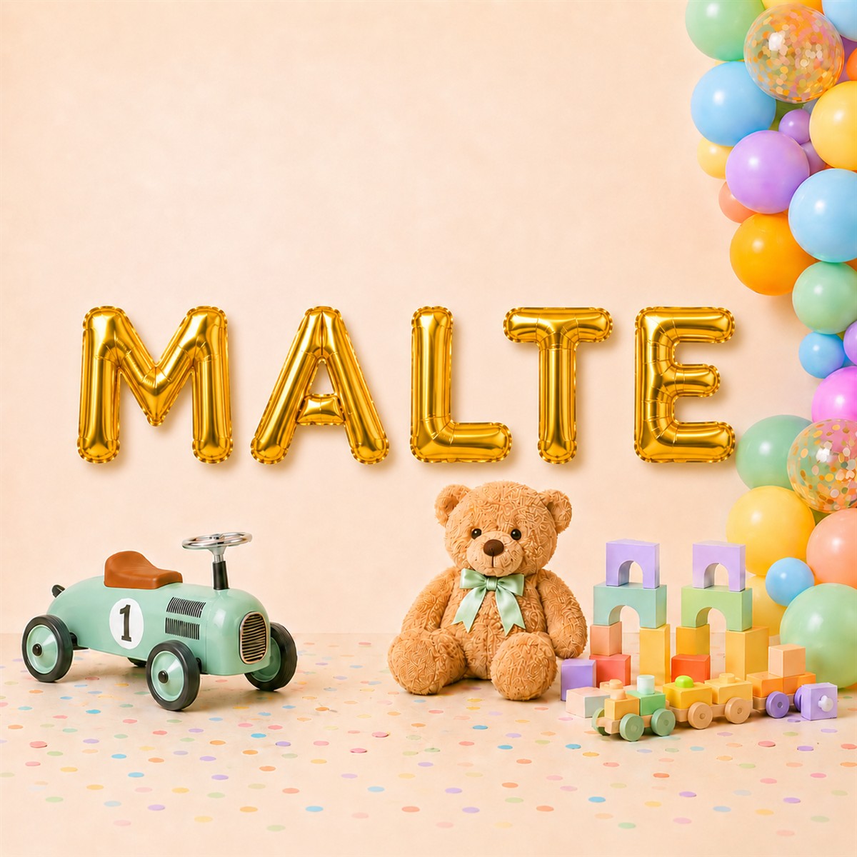 Folienballon Schriftzug männliche Namen (Malte) 35cm Höhe