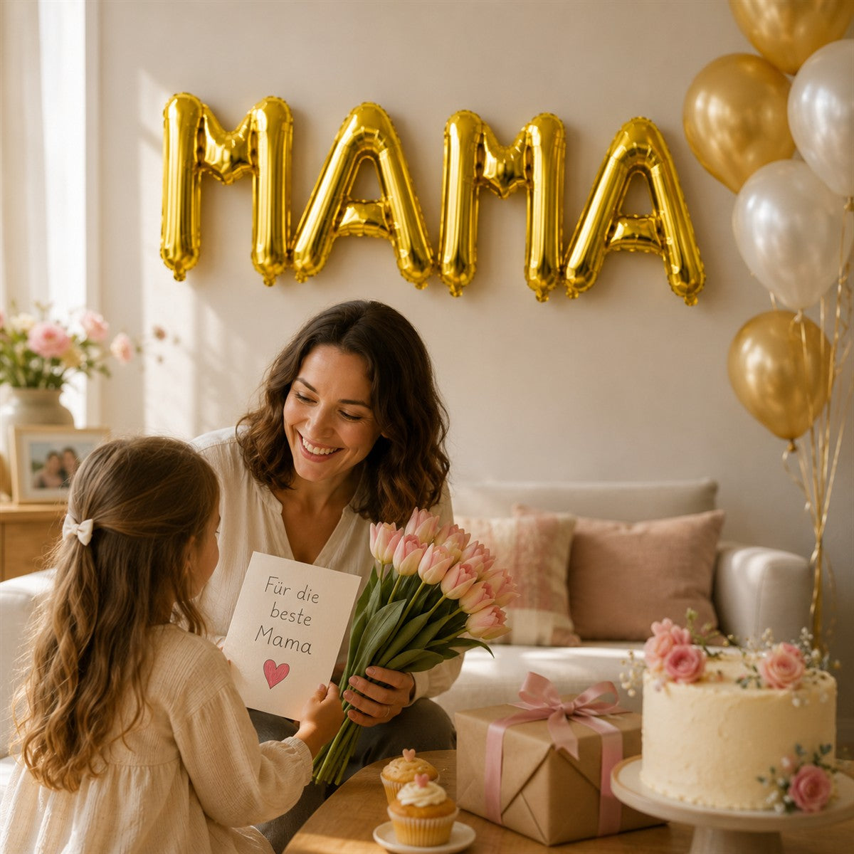 Folienballon Schriftzug (Mama) - Gold, 35 cm